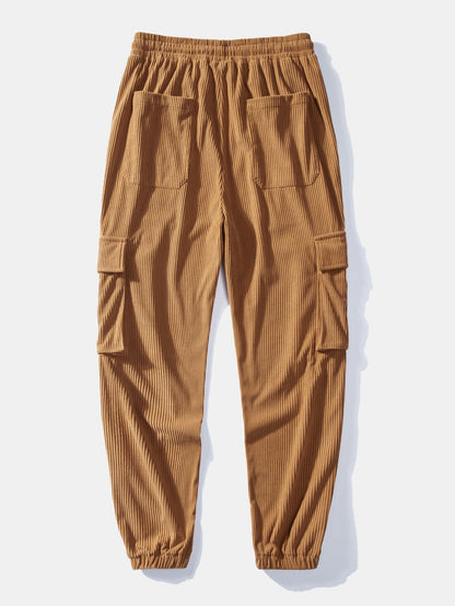 Quinto® | Manteau en polaire Teddy et pantalon de jogging cargo en velours côtelé avec cordon de serrage