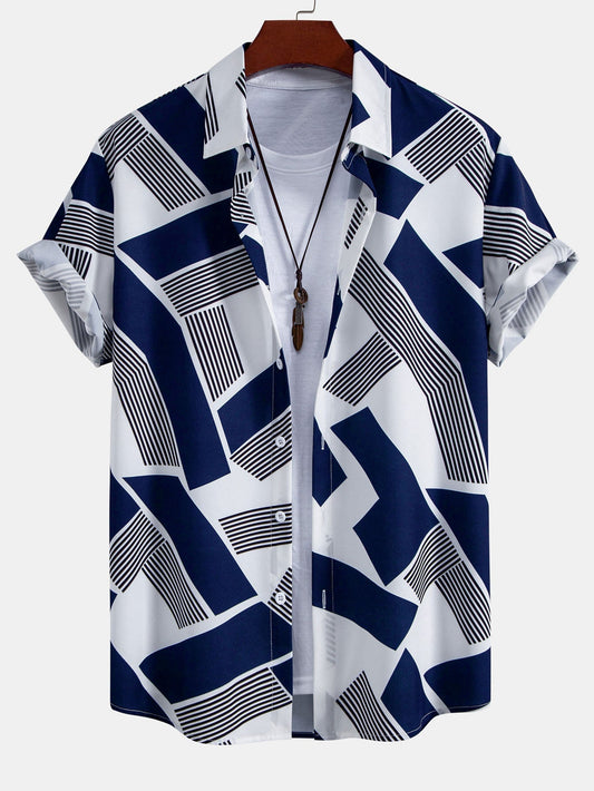 Atticus® | Chemise boutonnée à imprimé géométrique et blocs de couleurs