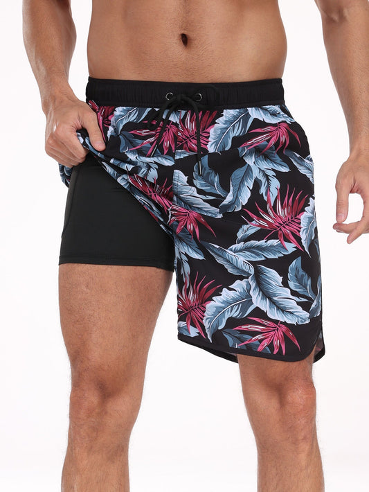 Abram® | Short de bain 2 en 1 à imprimé feuilles