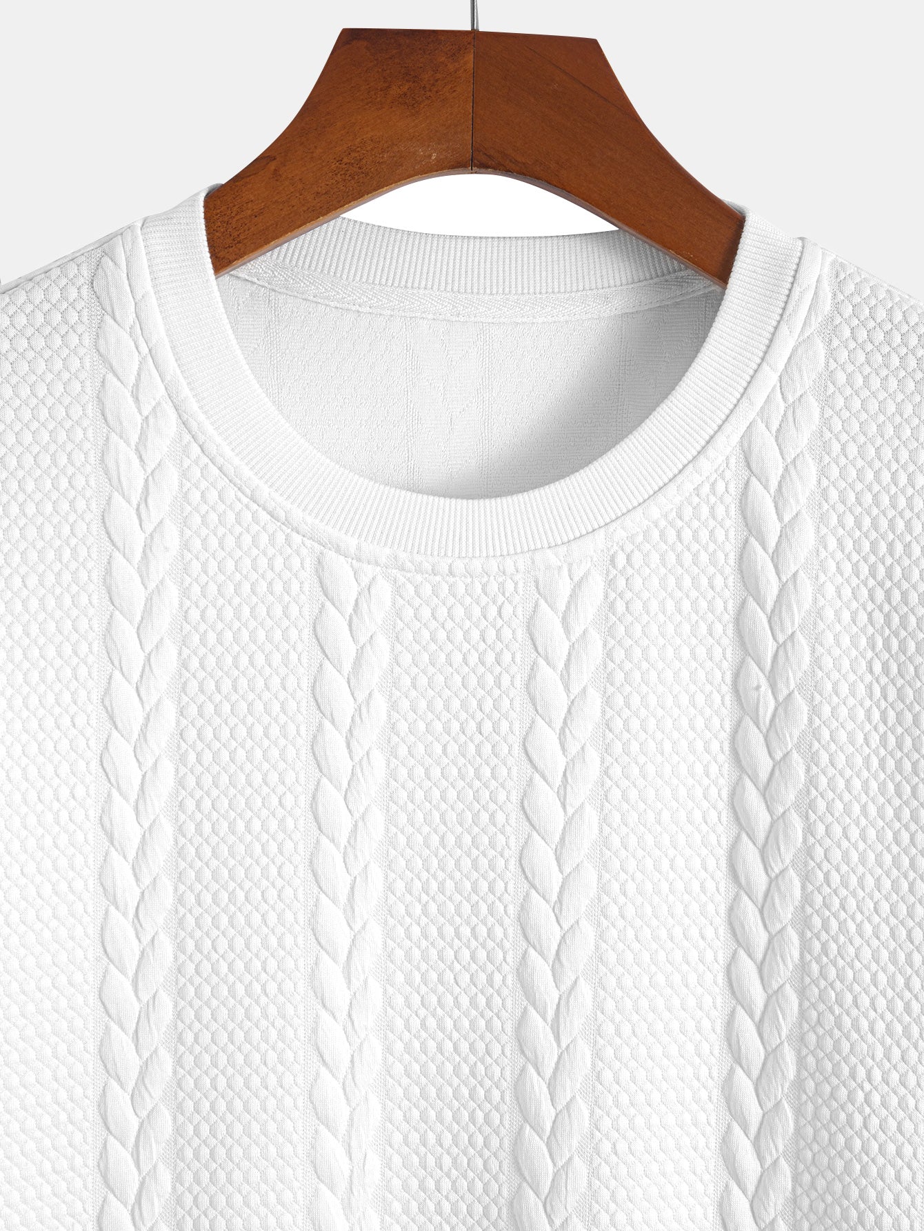 Aaron® | T-shirt à ourlet arqué en jacquard torsadé et short en jacquard torsadé
