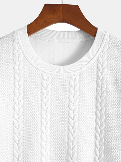 Aaron® | T-shirt à ourlet arqué en jacquard torsadé et short en jacquard torsadé