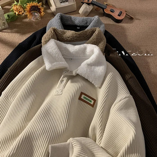Denzil® | Sweat-shirt polo en velours côtelé pour hommes