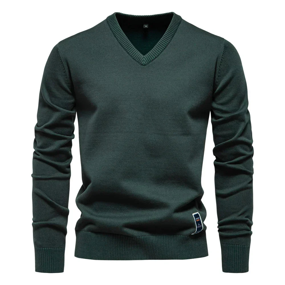 Emerenciano® | Pull à col en V en coton uni