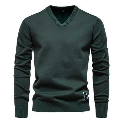 Emerenciano® | Pull à col en V en coton uni