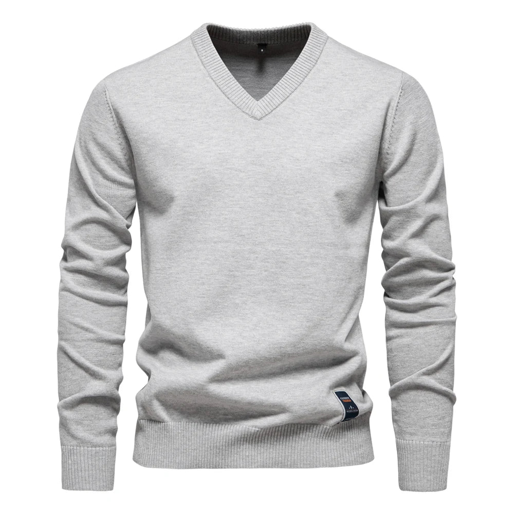 Emerenciano® | Pull à col en V en coton uni