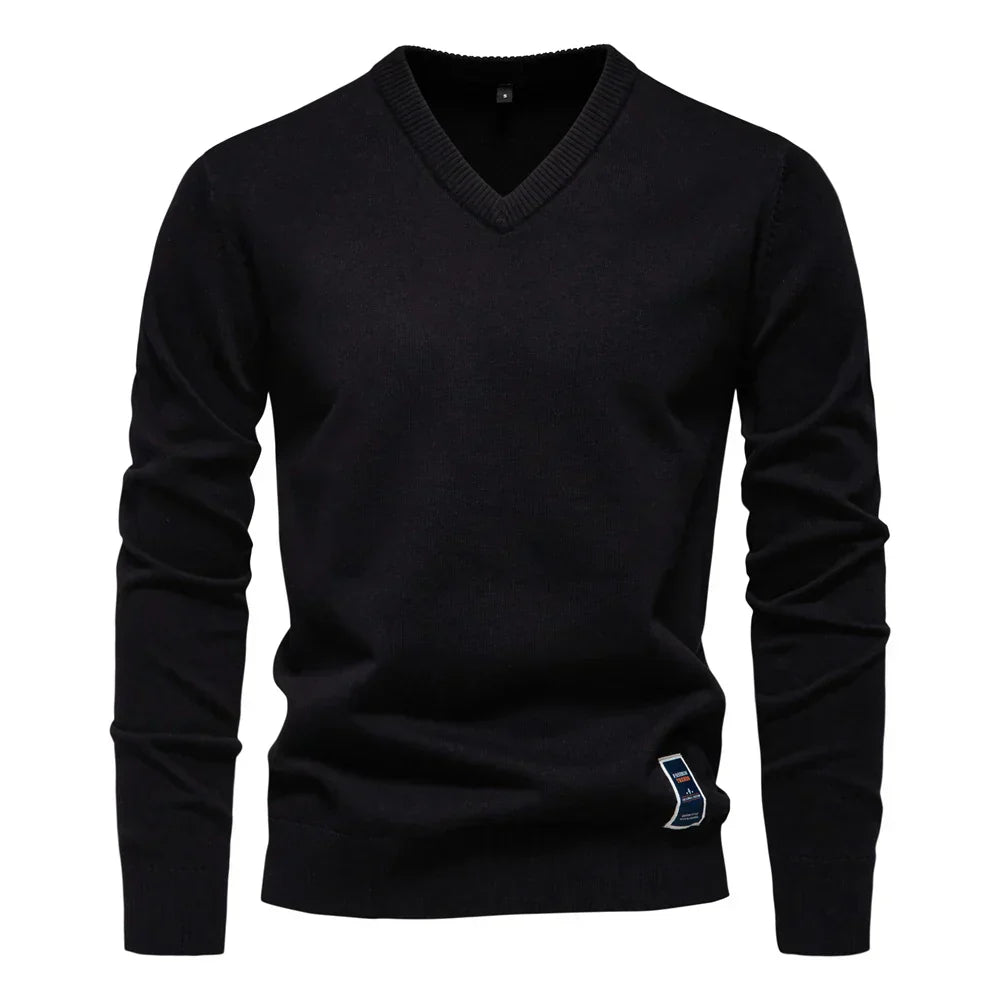 Emerenciano® | Pull à col en V en coton uni