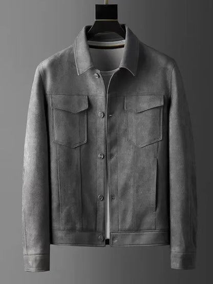 Guirlande® | Veste en cuir de chamois coupe ajustée automne-hiver pour hommes