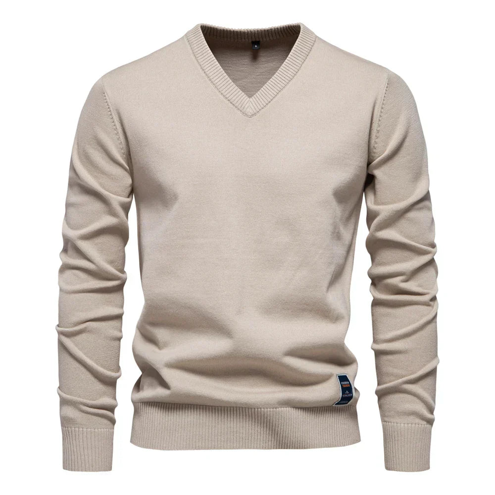 Emerenciano® | Pull à col en V en coton uni