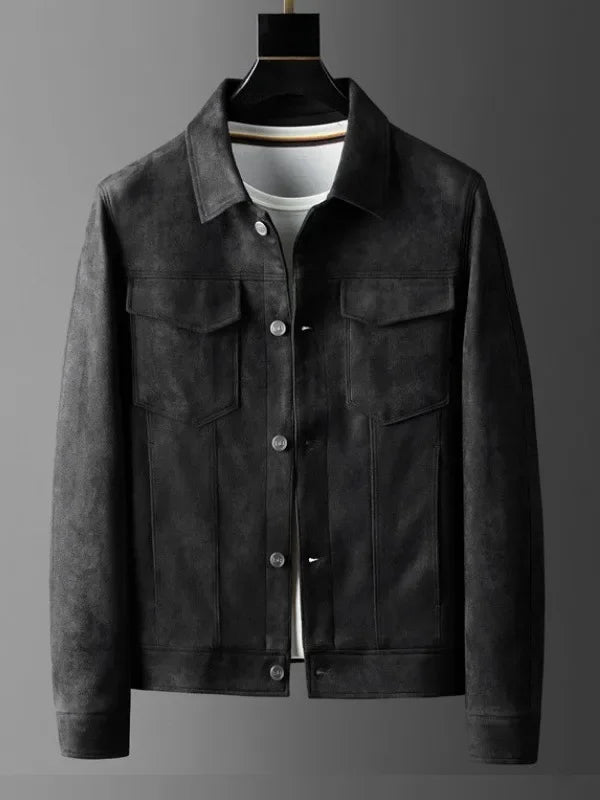 Guirlande® | Veste en cuir de chamois coupe ajustée automne-hiver pour hommes