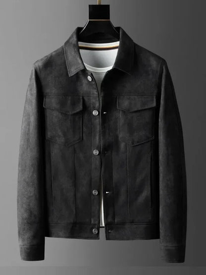 Guirlande® | Veste en cuir de chamois coupe ajustée automne-hiver pour hommes