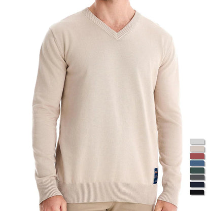 Emerenciano® | Pull à col en V en coton uni
