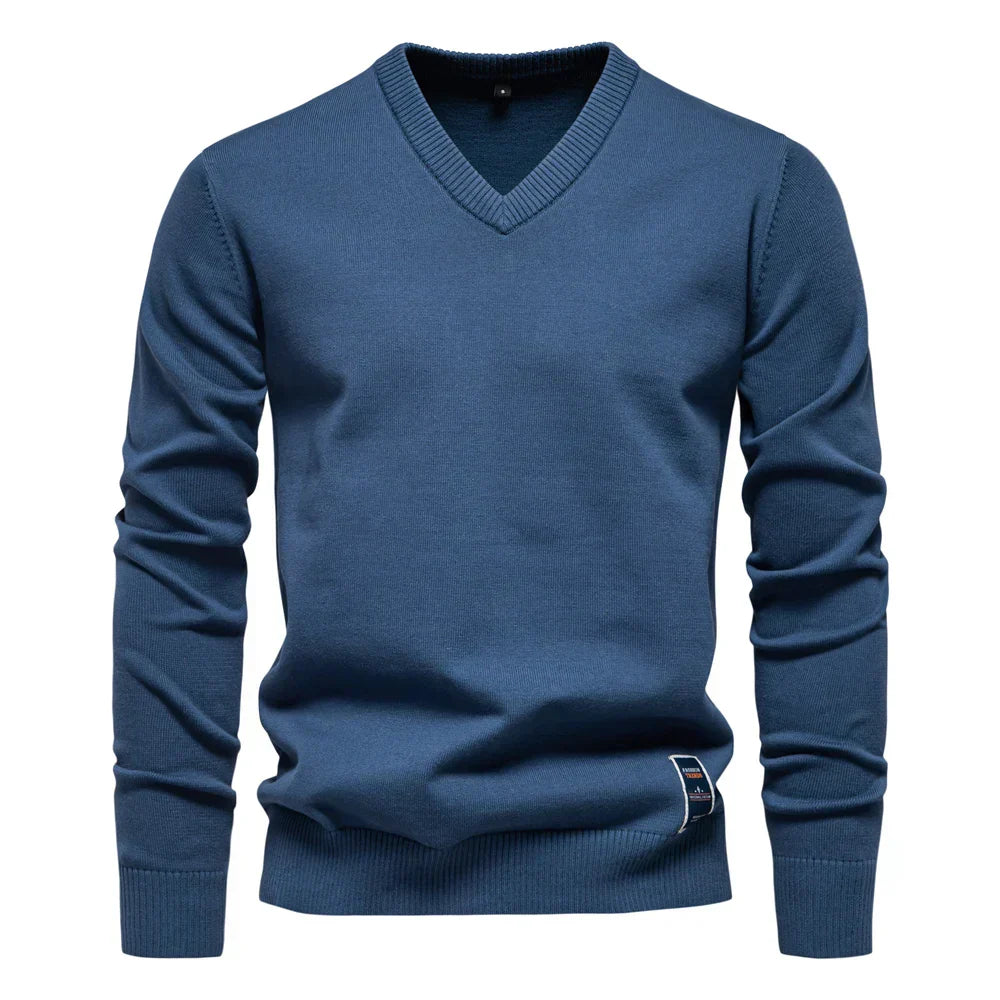 Emerenciano® | Pull à col en V en coton uni