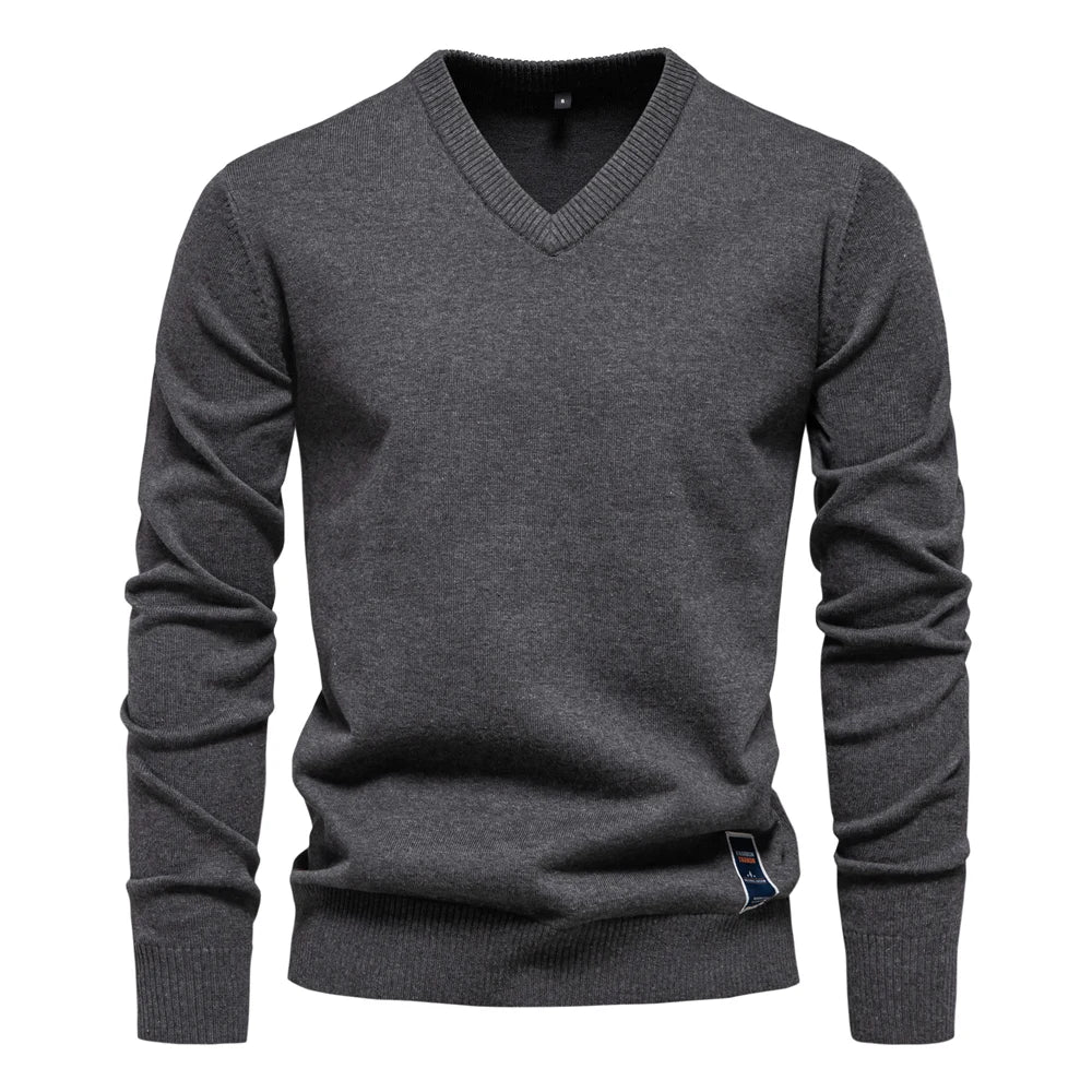 Emerenciano® | Pull à col en V en coton uni