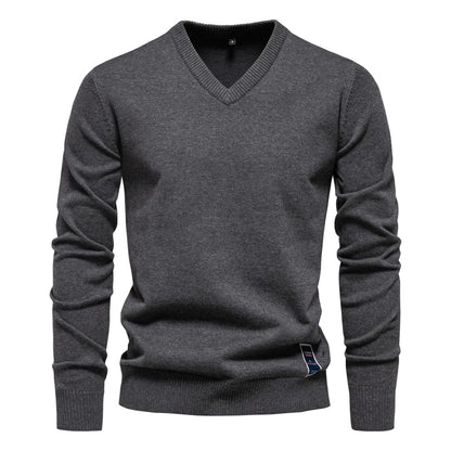 Emerenciano® | Pull à col en V en coton uni