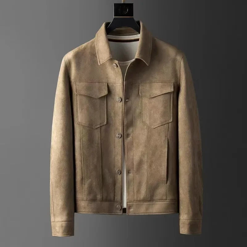 Guirlande® | Veste en cuir de chamois coupe ajustée automne-hiver pour hommes