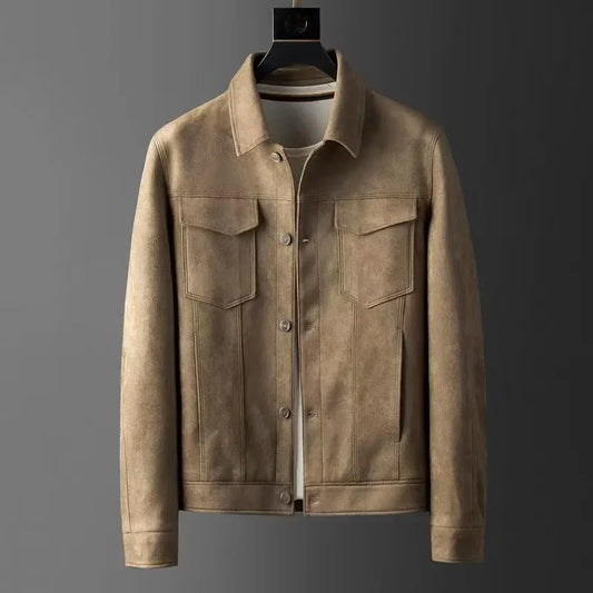 Guirlande® | Veste en cuir de chamois coupe ajustée automne-hiver pour hommes