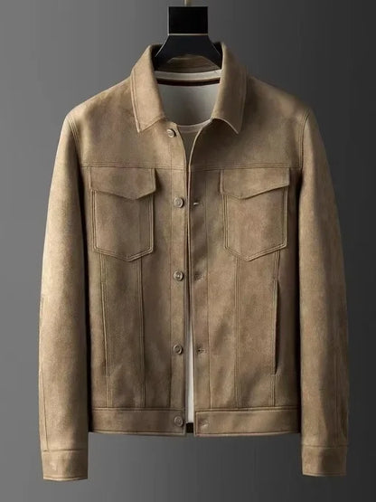 Guirlande® | Veste en cuir de chamois coupe ajustée automne-hiver pour hommes