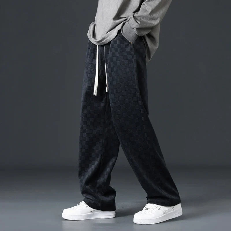 Abbott® | Pantalon de survêtement en velours côtelé à carreaux