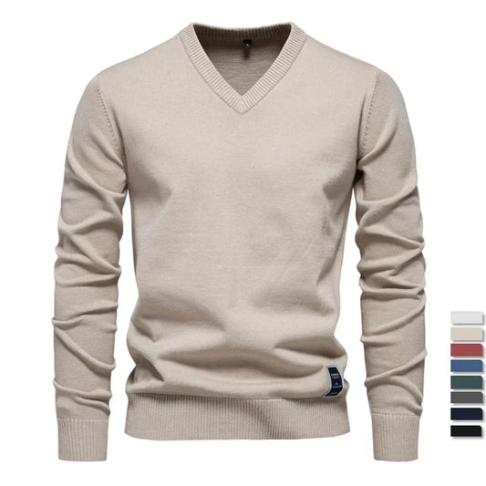 Emerenciano® | Pull à col en V en coton uni