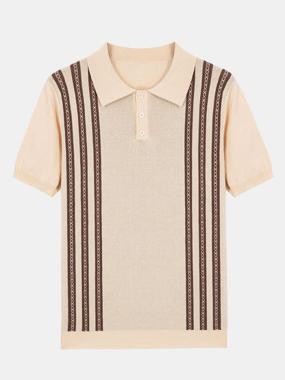 Cuno® | Polo pull rayé à manches courtes