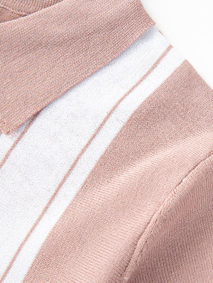 Démocrite® | Polo pull rayé à manches courtes