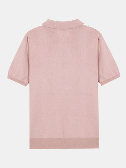 Démocrite® | Polo pull rayé à manches courtes
