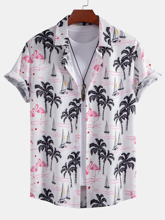 Atwater® | Chemise boutonnée à imprimé palmier et flamant rose