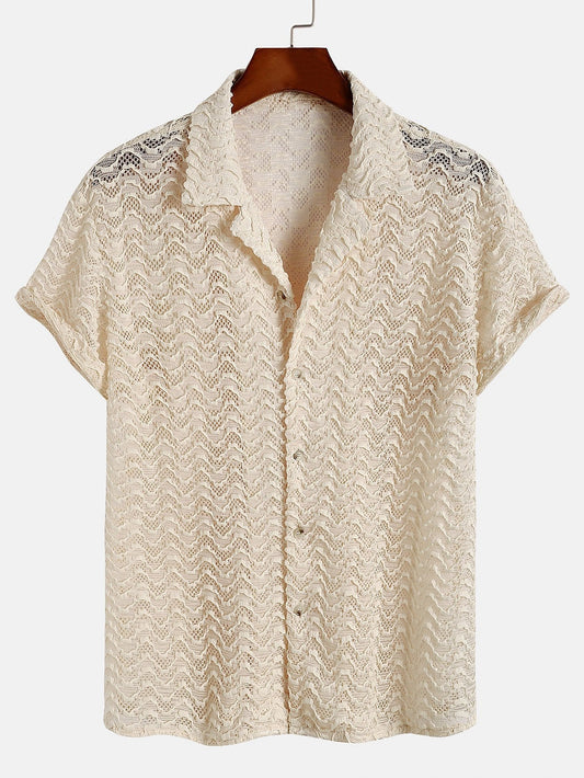 Arvel® | Chemise cubaine texturée en jacquard ondulé