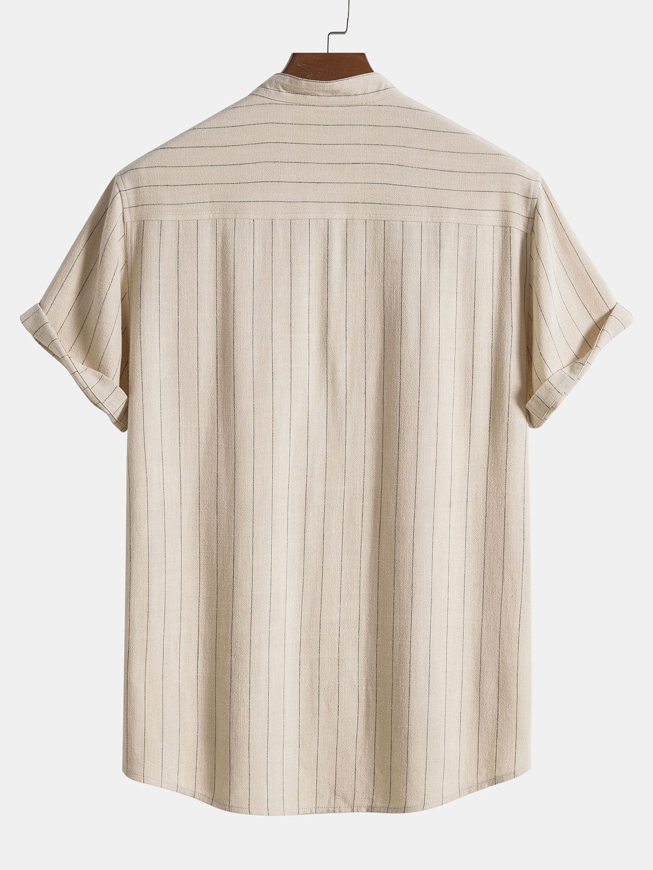 Aryen® | Chemise à col Henley rayée en mélange de lin avec patte de boutonnage semi-ouverte