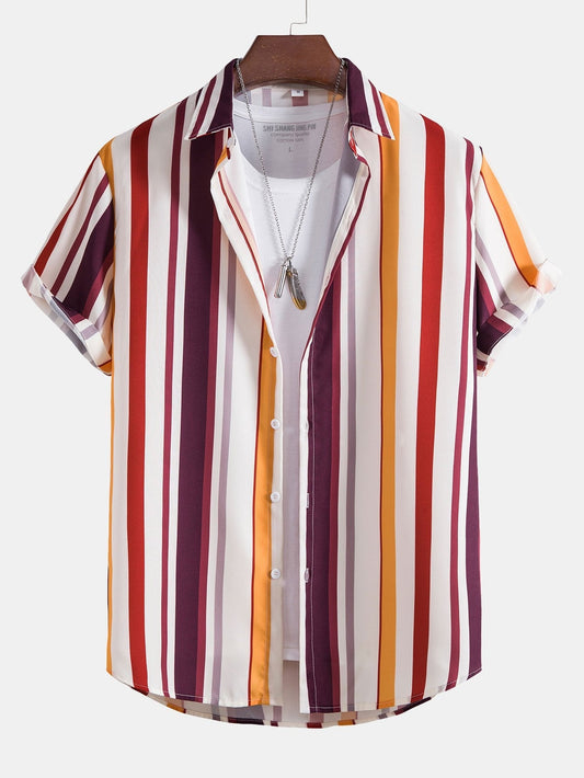 Asher® | Chemise boutonnée à rayures colorées