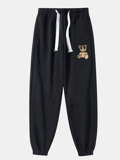 Baldovino® | Pantalon de jogging en coton mélangé à imprimé ours dissolvant à motif écossais