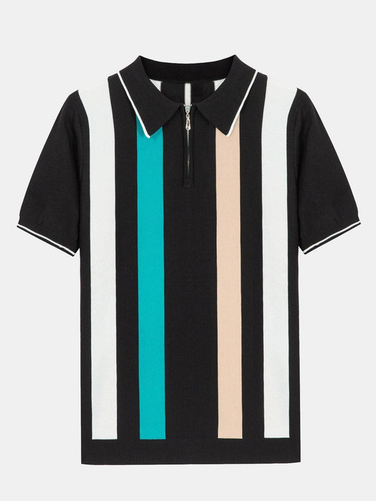 Damian® | Polo pull zippé rayé