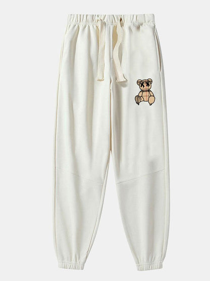 Baldovino® | Pantalon de jogging en coton mélangé à imprimé ours dissolvant à motif écossais