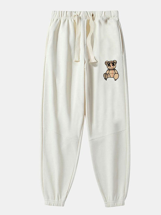 Baldovino® | Pantalon de jogging en coton mélangé à imprimé ours dissolvant à motif écossais