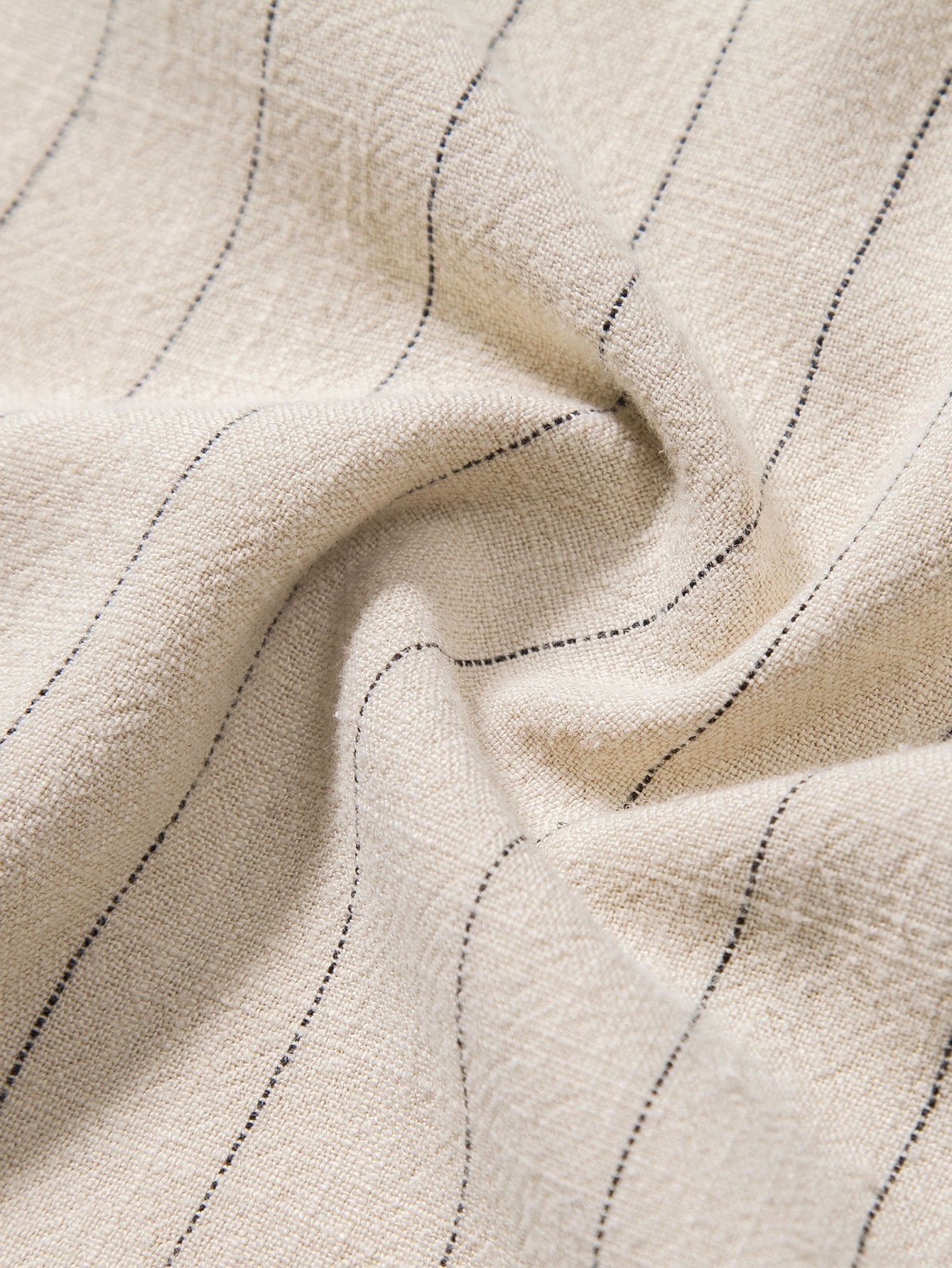 Aryen® | Chemise à col Henley rayée en mélange de lin avec patte de boutonnage semi-ouverte