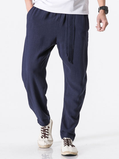 Barde® | Pantalon sarouel en lin et coton mélangés coupe décontractée avec ceinture amovible
