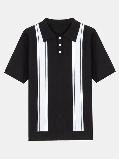 Démocrite® | Polo pull rayé à manches courtes