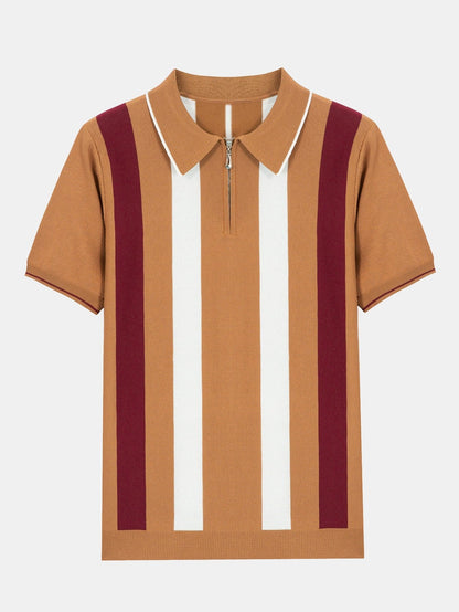 Damian® | Polo pull zippé rayé
