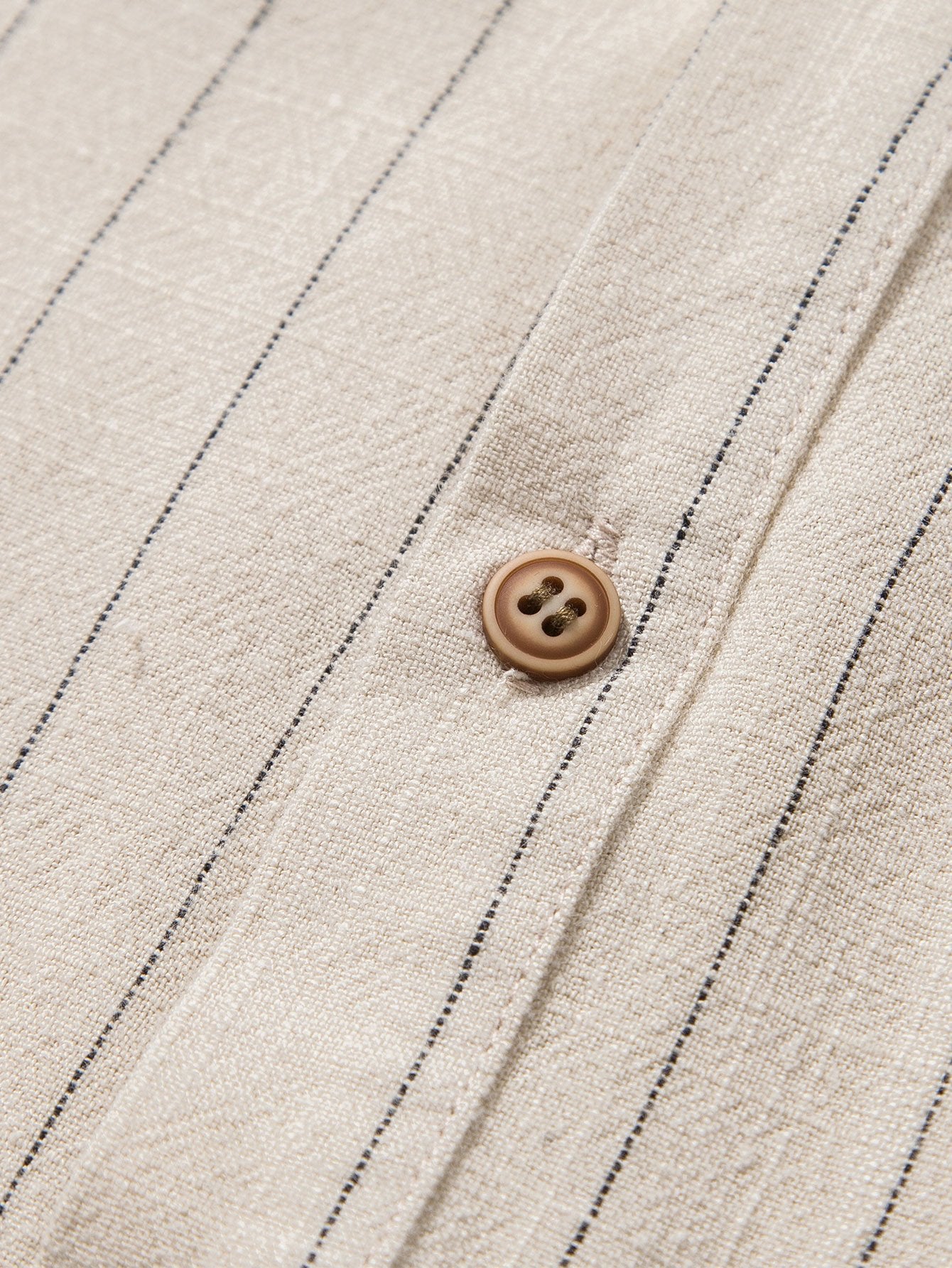Aryen® | Chemise à col Henley rayée en mélange de lin avec patte de boutonnage semi-ouverte