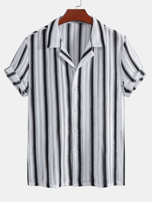 Atef® | Chemise cubaine rayée et découpée