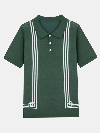 Cruz® | Polo pull à manches courtes et cadre rayé