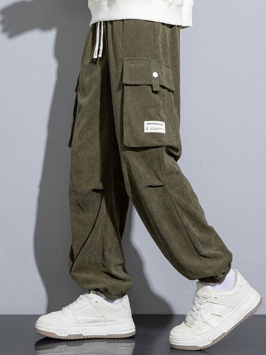 Baastien® | Pantalon de jogging cargo en velours côtelé
