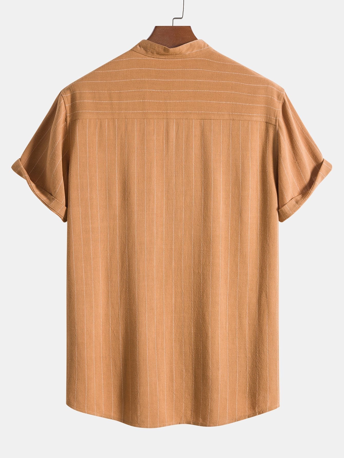 Aryen® | Chemise à col Henley rayée en mélange de lin avec patte de boutonnage semi-ouverte
