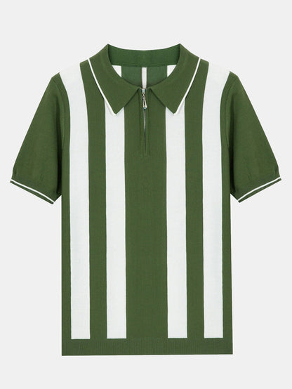 Damian® | Polo pull zippé rayé