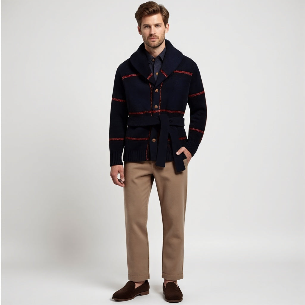 Ivo® | Manteau pull tricoté de luxe avec ceinture